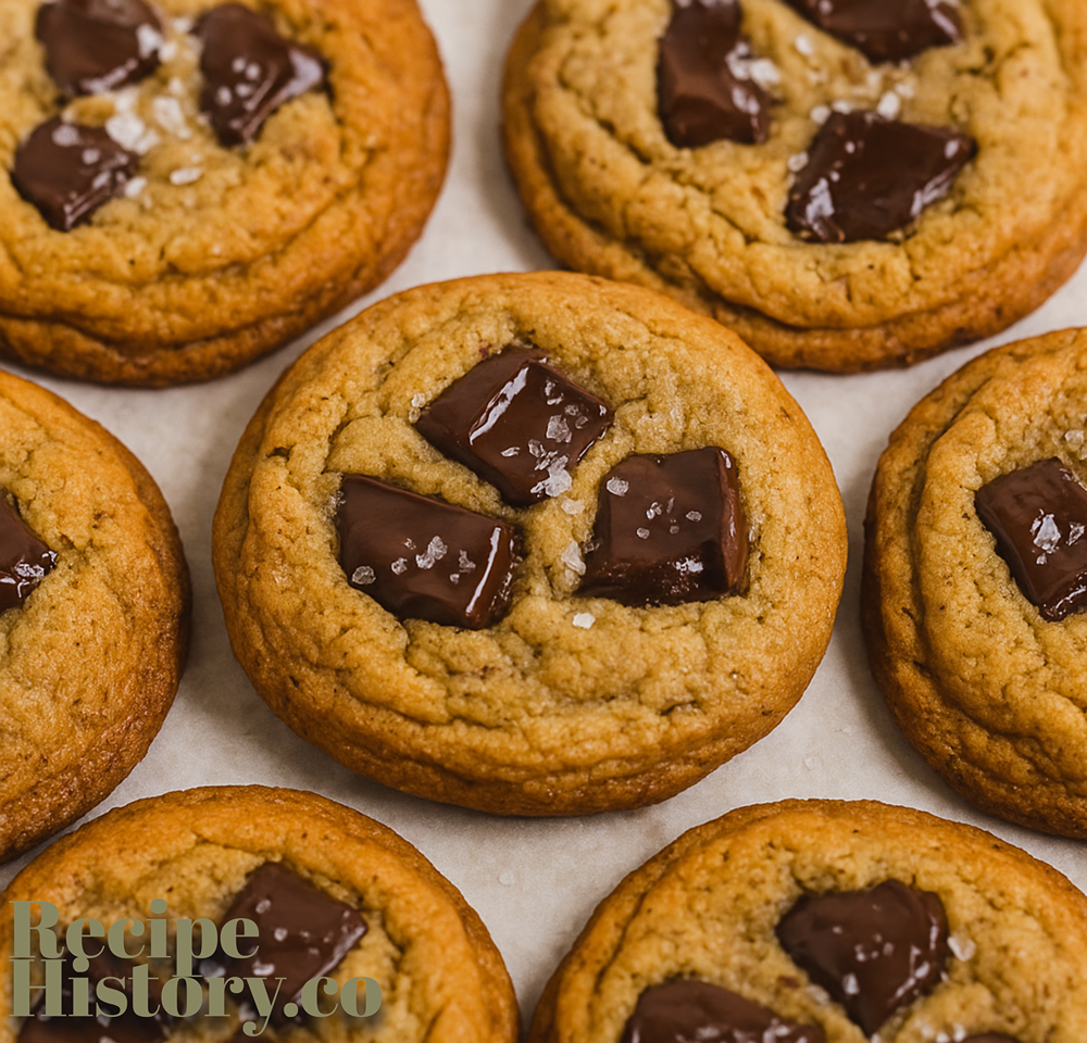 Brown Butter Tahini Chocolate Chunk Cookies on baking sheet